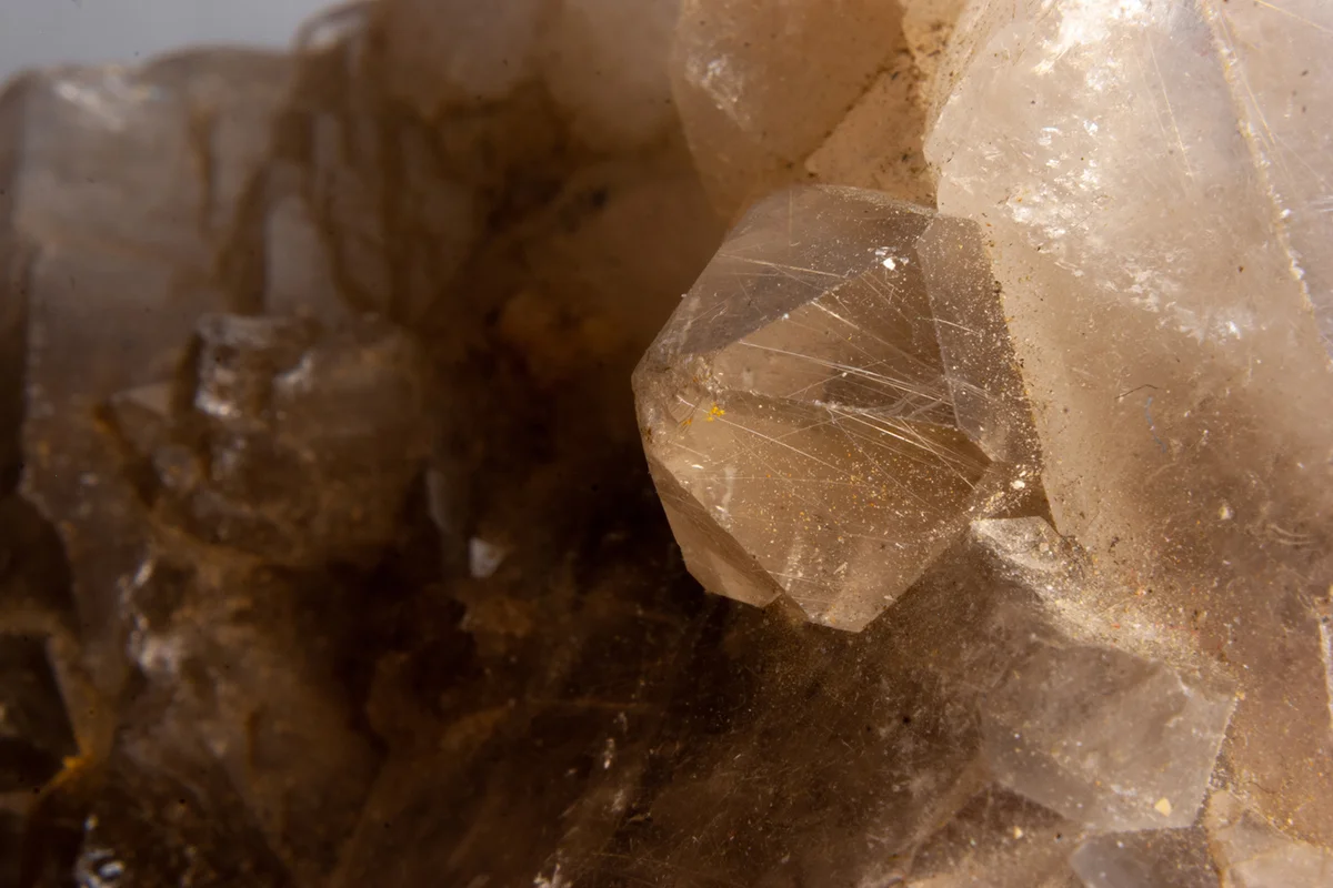 Close-up of smoky quartz crystals