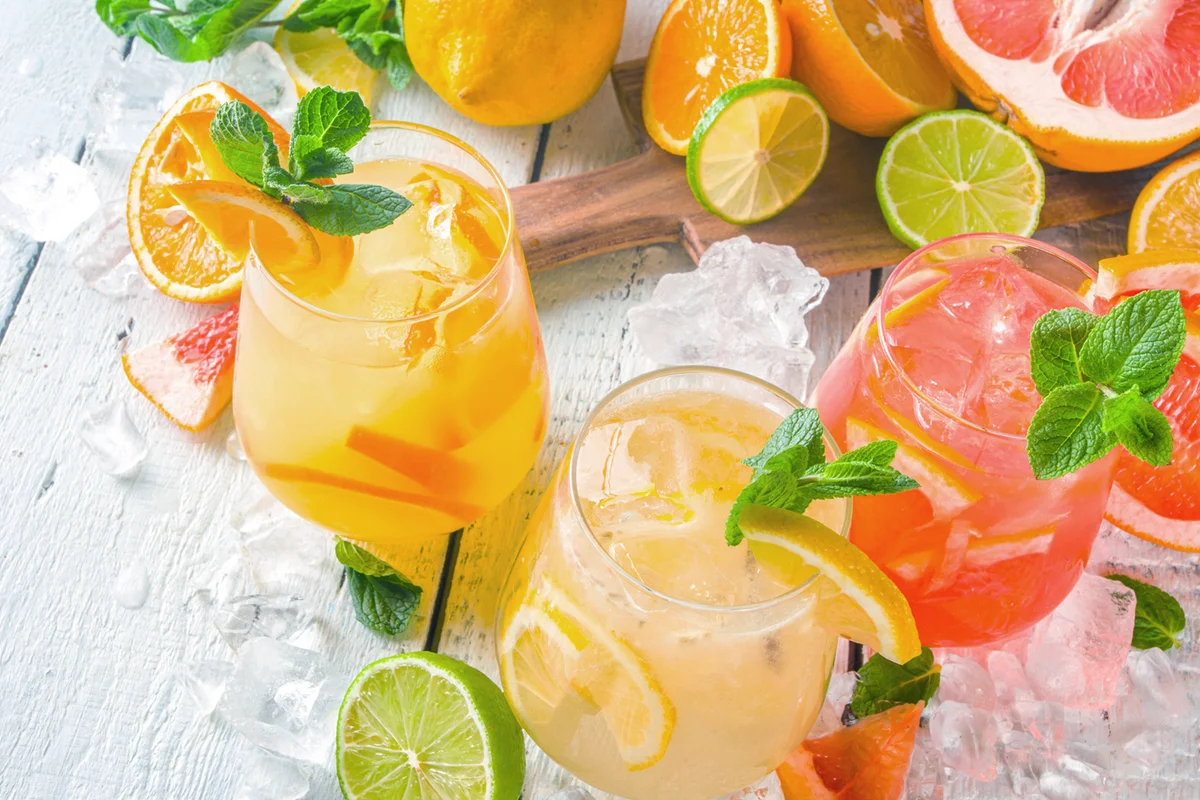 Infused vodka beverages with various citrus