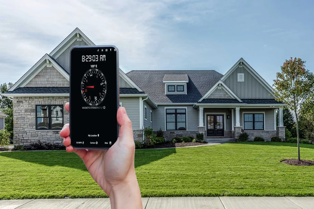 use compass app to determine direction of house