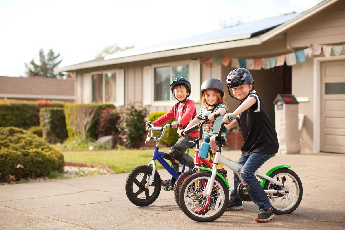 Neighborhood boys on bikes
