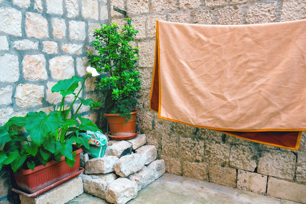Rug drying outside