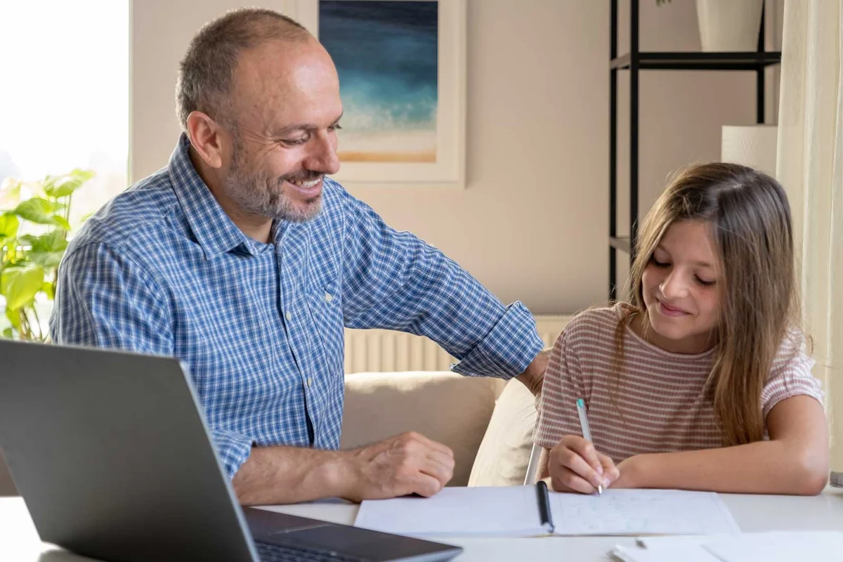 daughter interviewing father