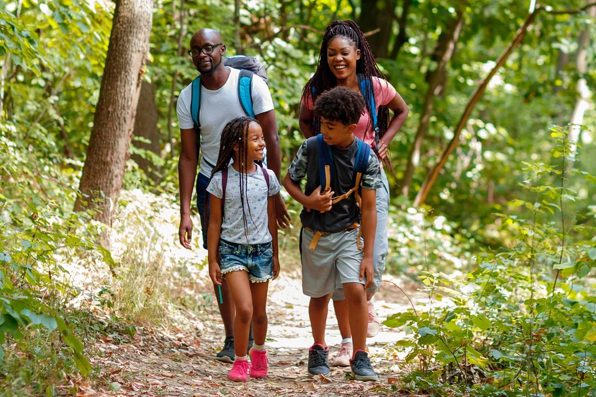 family hike in nature for fathers day