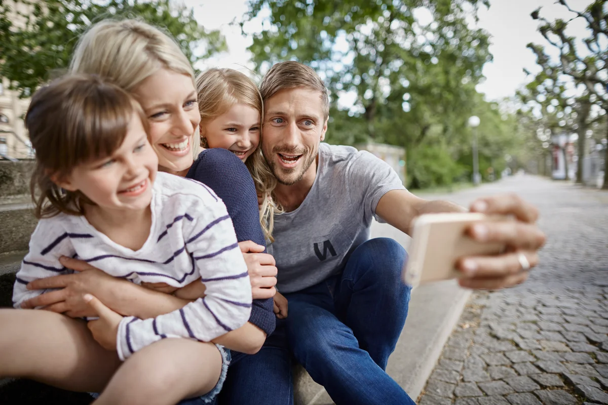 family selfie in the park for fathers day