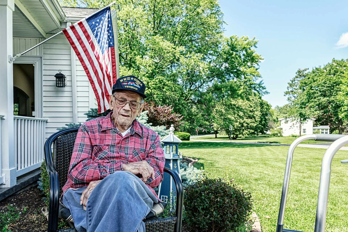 WWII and Korean Conflict USA Military Veteran At Home
