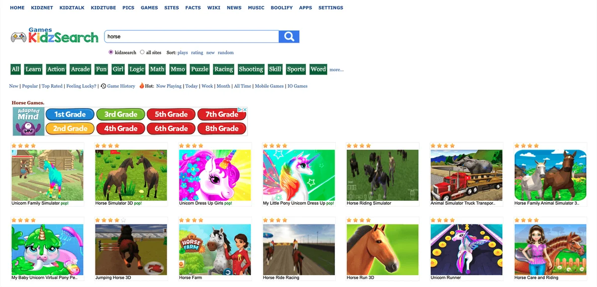Screenshot of kidzsearch.com