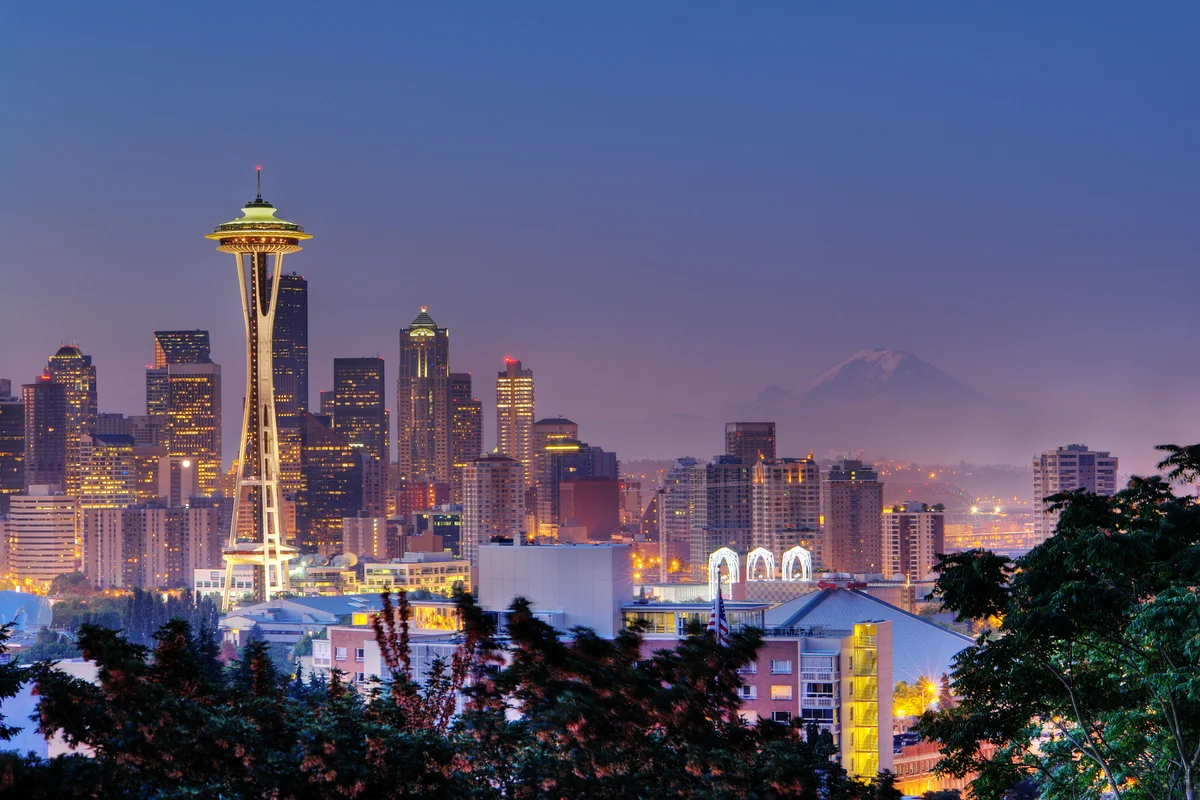 Seattle skyline at night