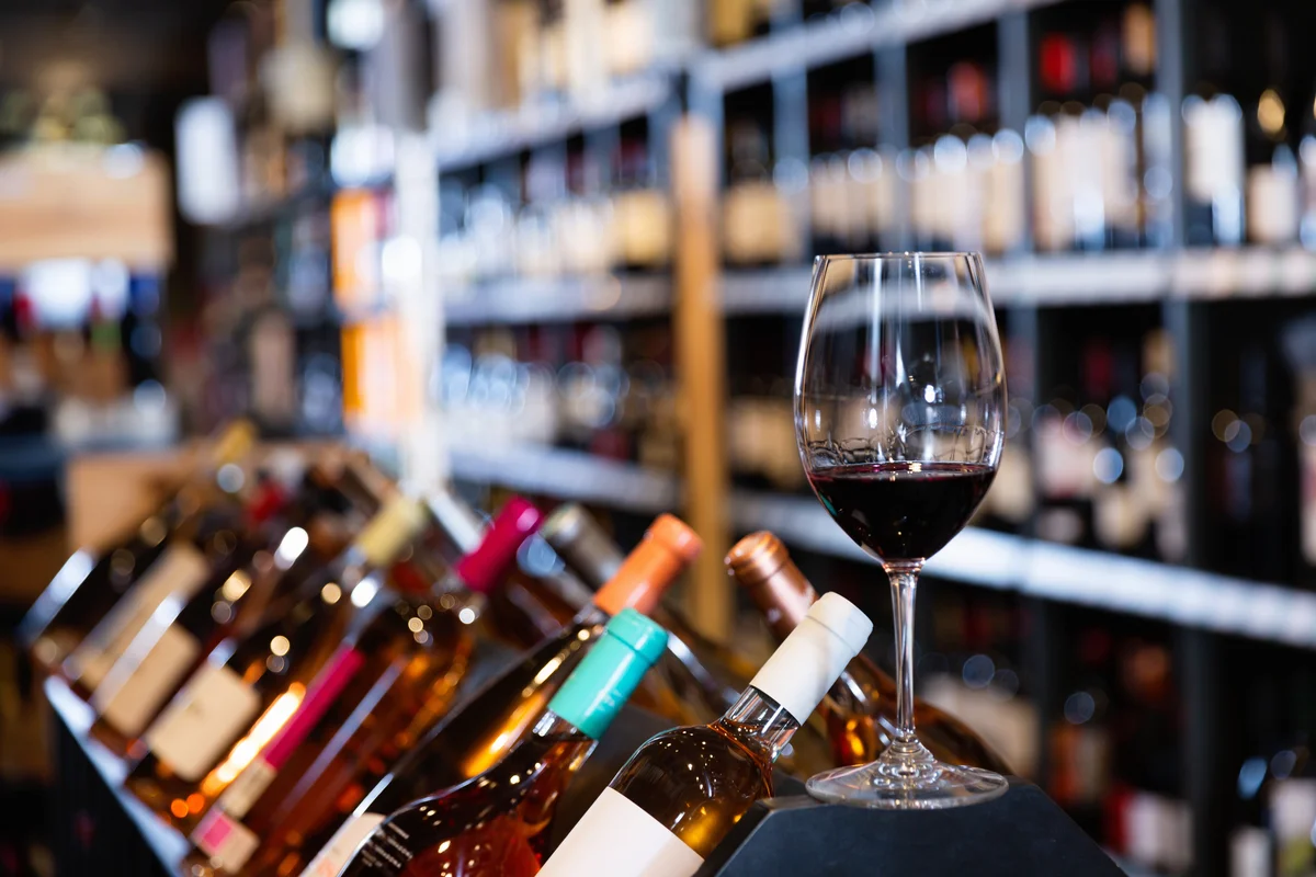 wine glass in wine store