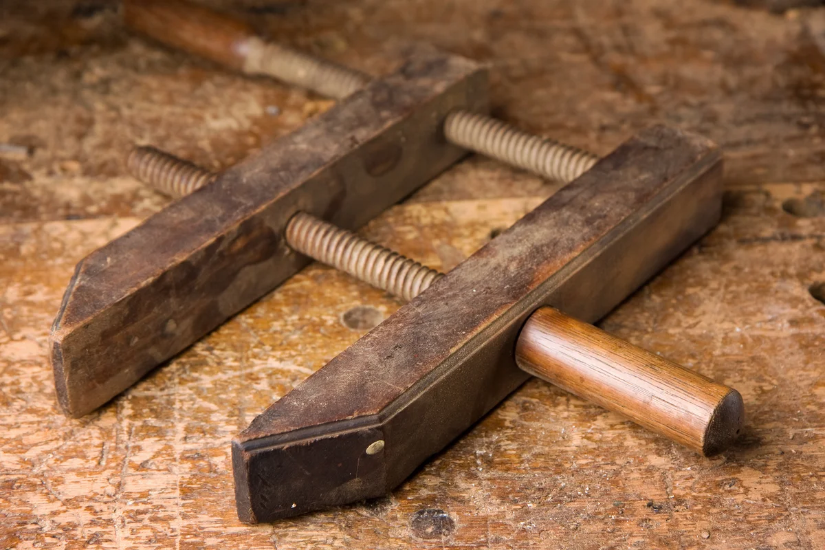vintage wooden clamp
