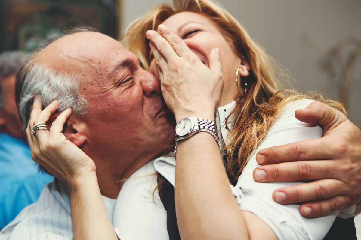 mature couple laughing