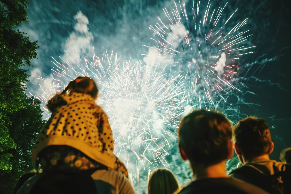 People Watching Firework Display
