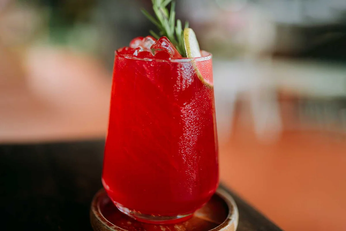 rhubarb lime rickey cocktail