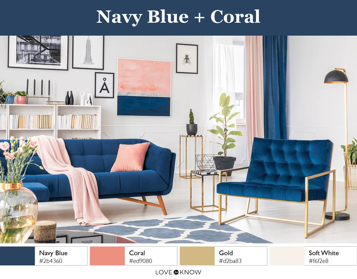 Navy Blue & Coral Palette