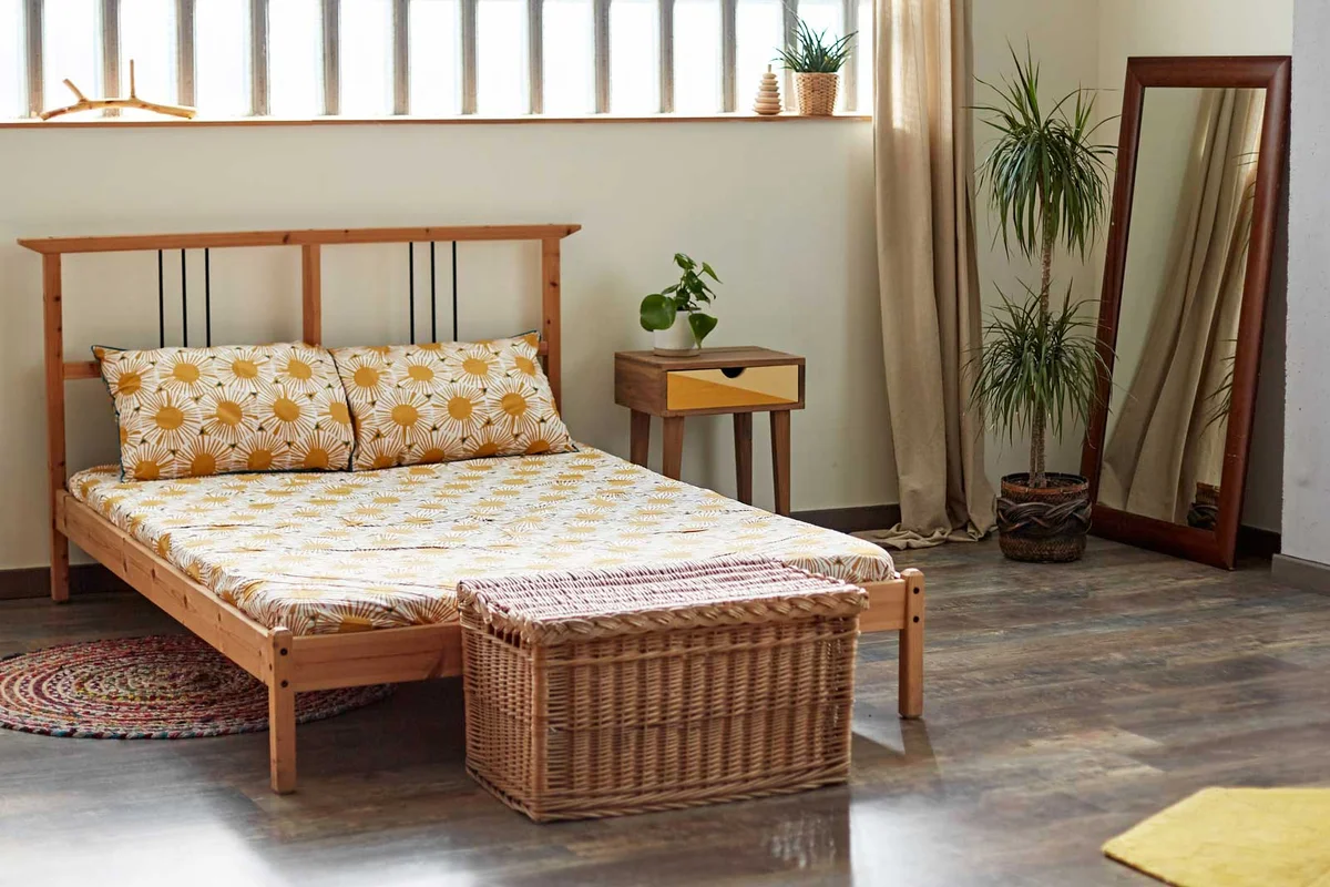 bedroom with a feng shui mirror