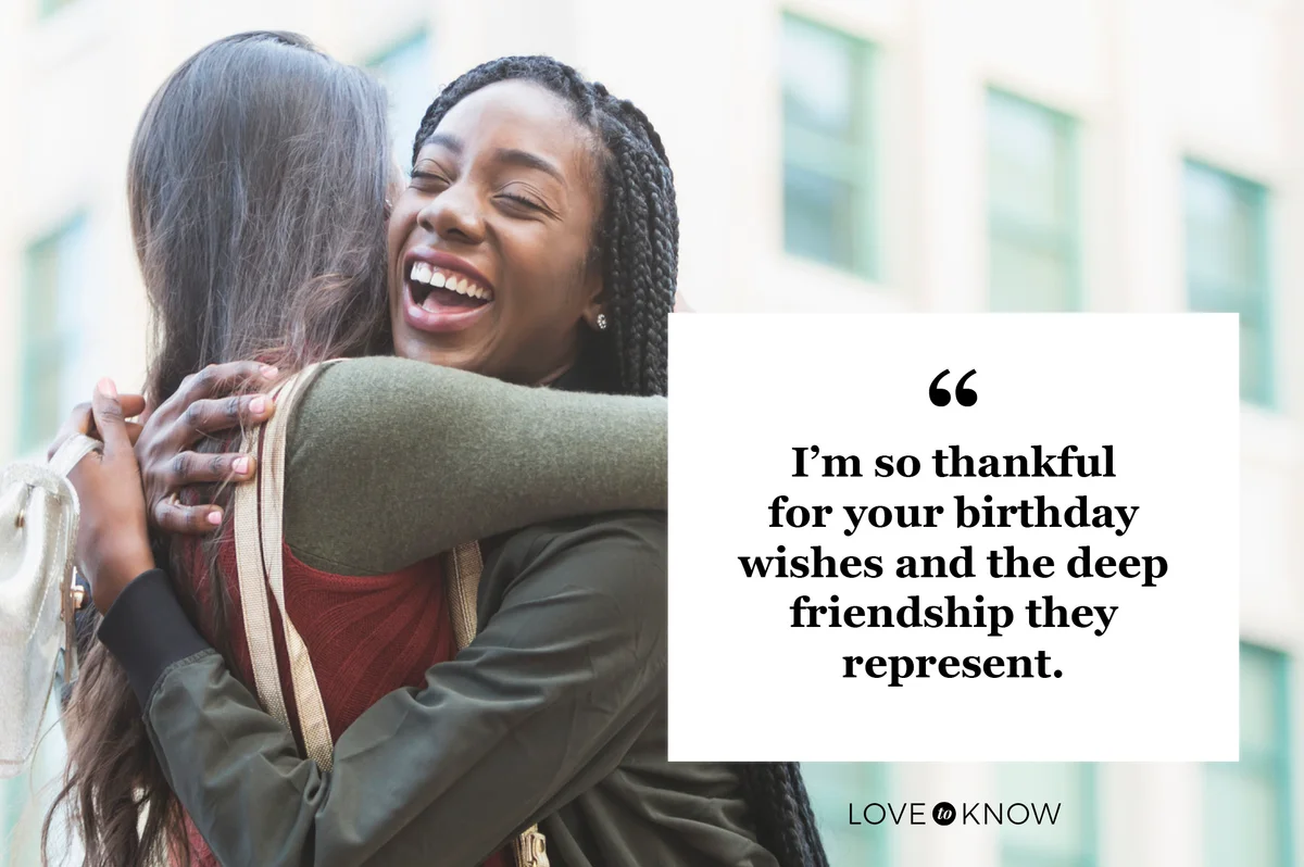 friends hugging to acknowledge thoughtful social media birthday wishes comment