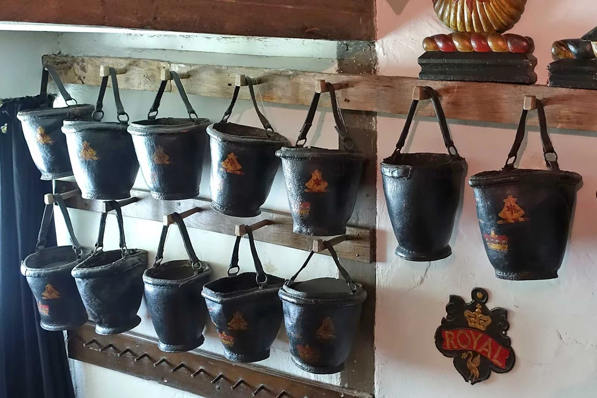 leather fire buckets
