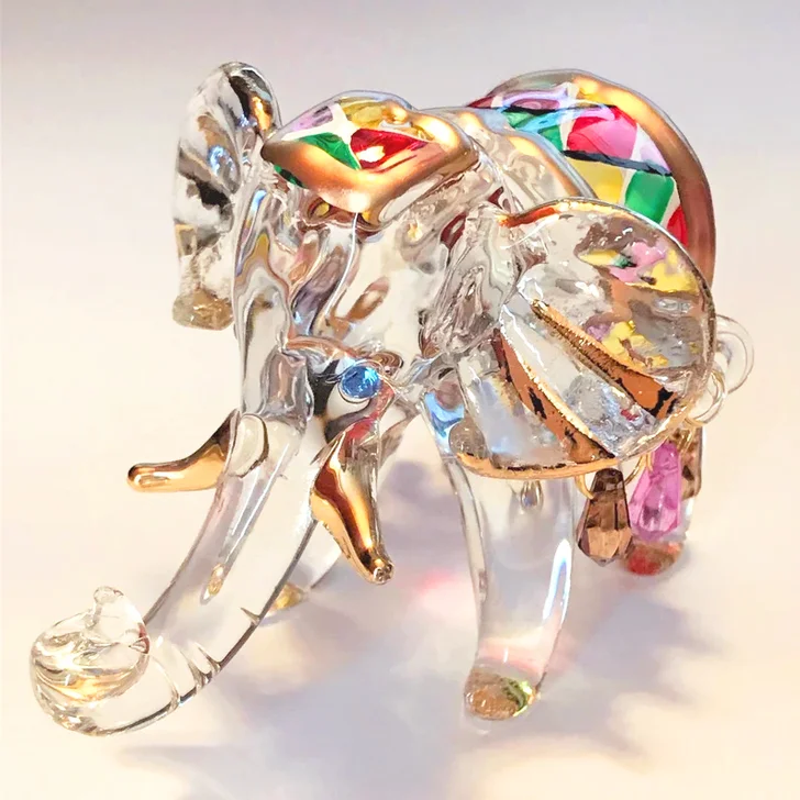 Spun Glass Elephant With 13K Gold Accents