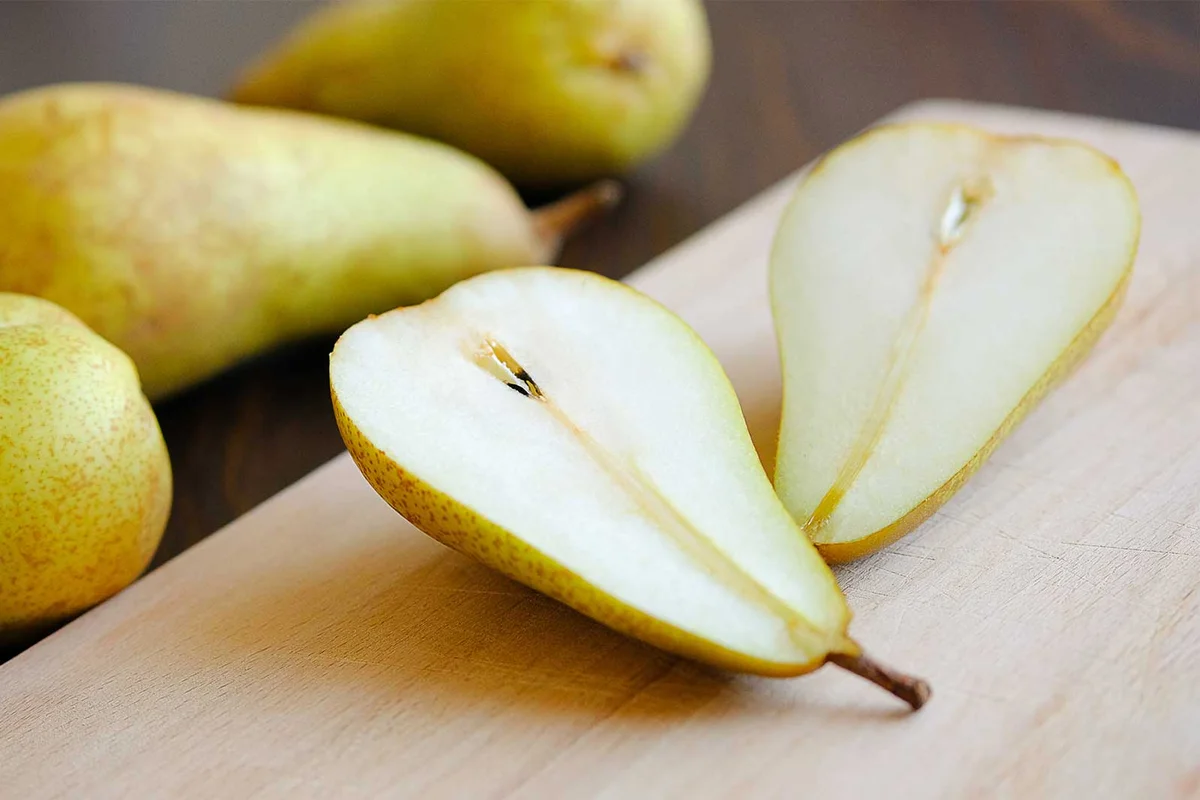 pears on cutting board