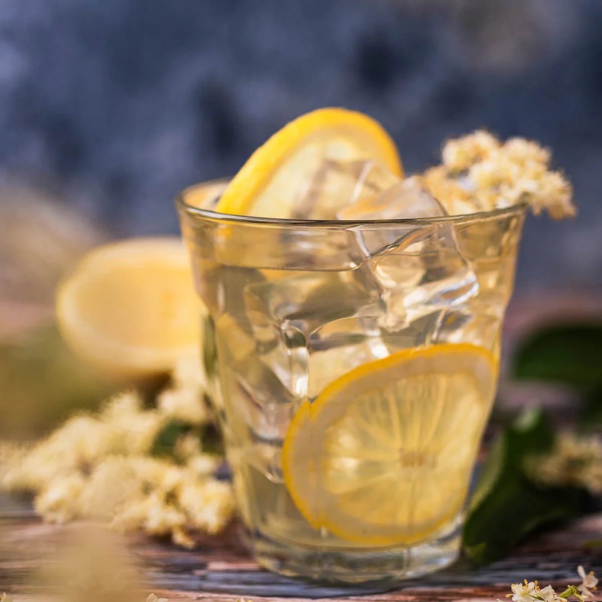 Glass of Elderflower strawberry drink
