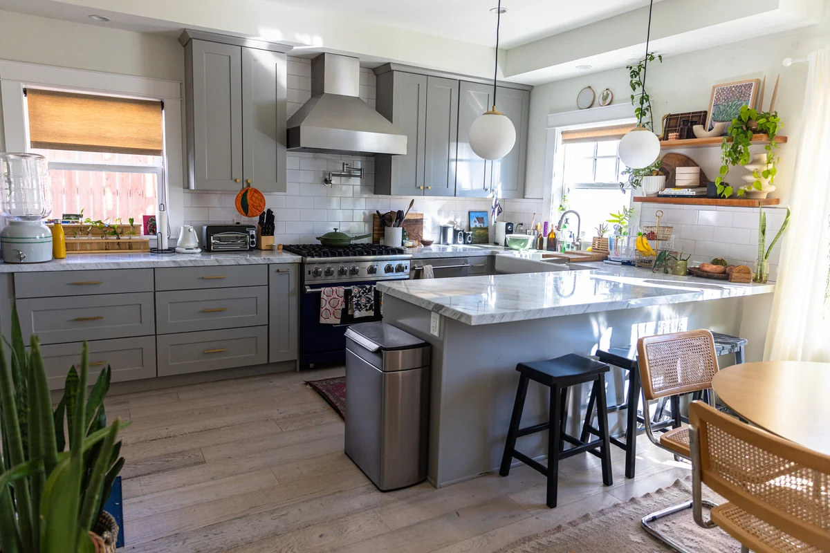 gray kitchen cabinets