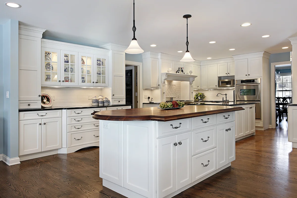 kitchen with white cabinets