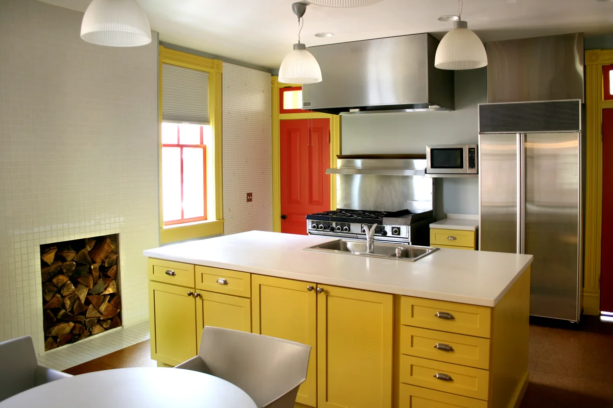 kitchen with yellow cabinets