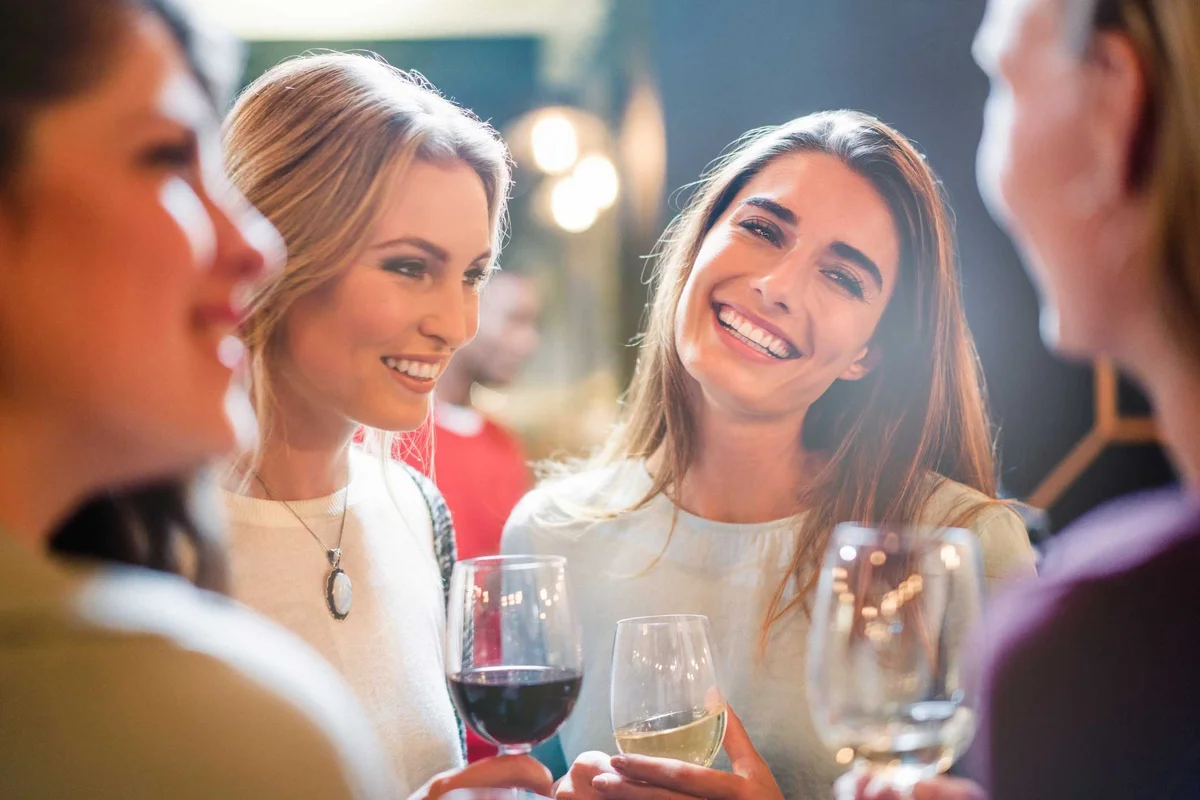 friends drinking nonalcoholic wine