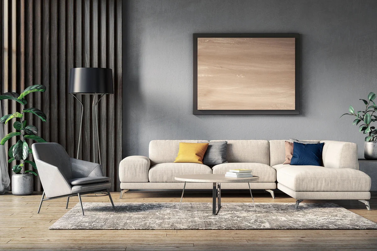 Modern scandinavian living room interior