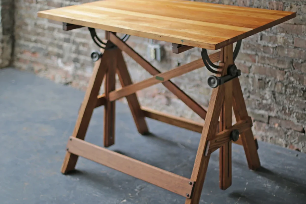restored vintage industrial drafting table, POPULAR DRAWING TABLE by Keuffel & Esser Co.