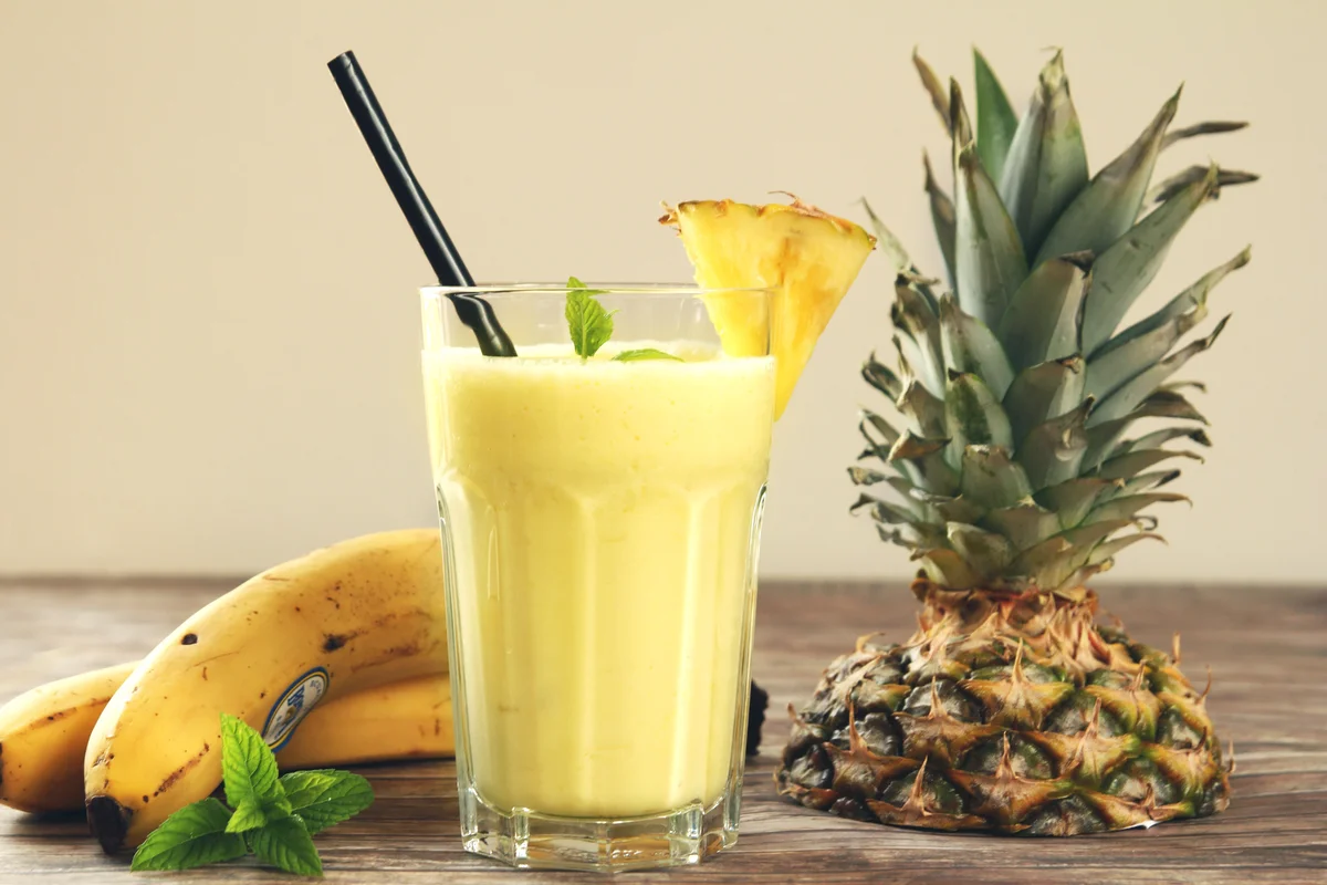 Cocktail with banana, coconut and pineapple
