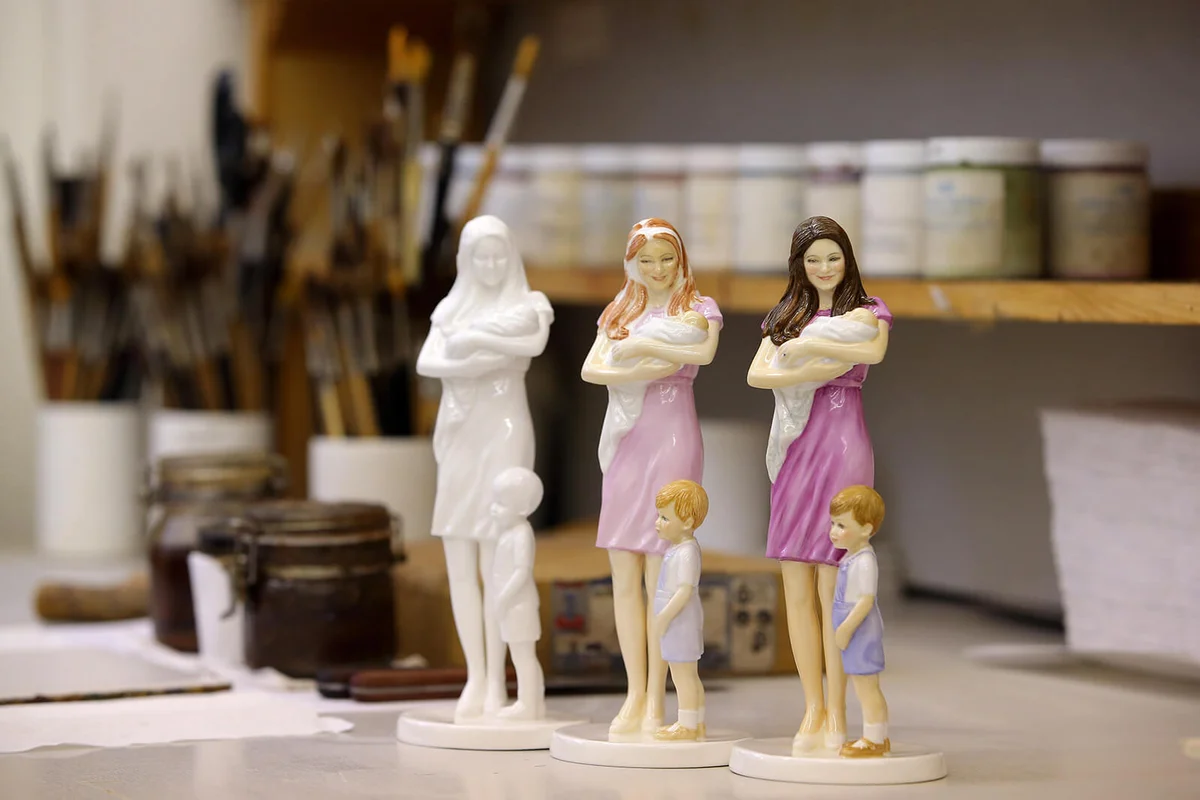 Finishing Touches Applied To The Prototype Figurine Commemorating The Birth Of Princess Charlotte | Getty Editorial Use