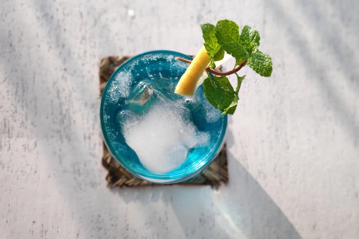 Directly Above View Of Cocktail In Glass On Table