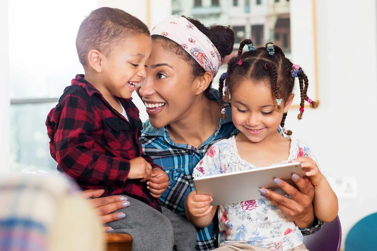 mother practicing gentle parenting with her children