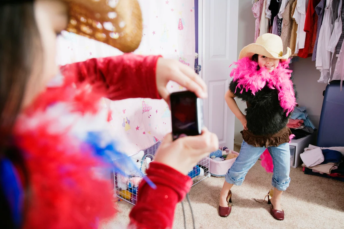 Girls playing dress-up