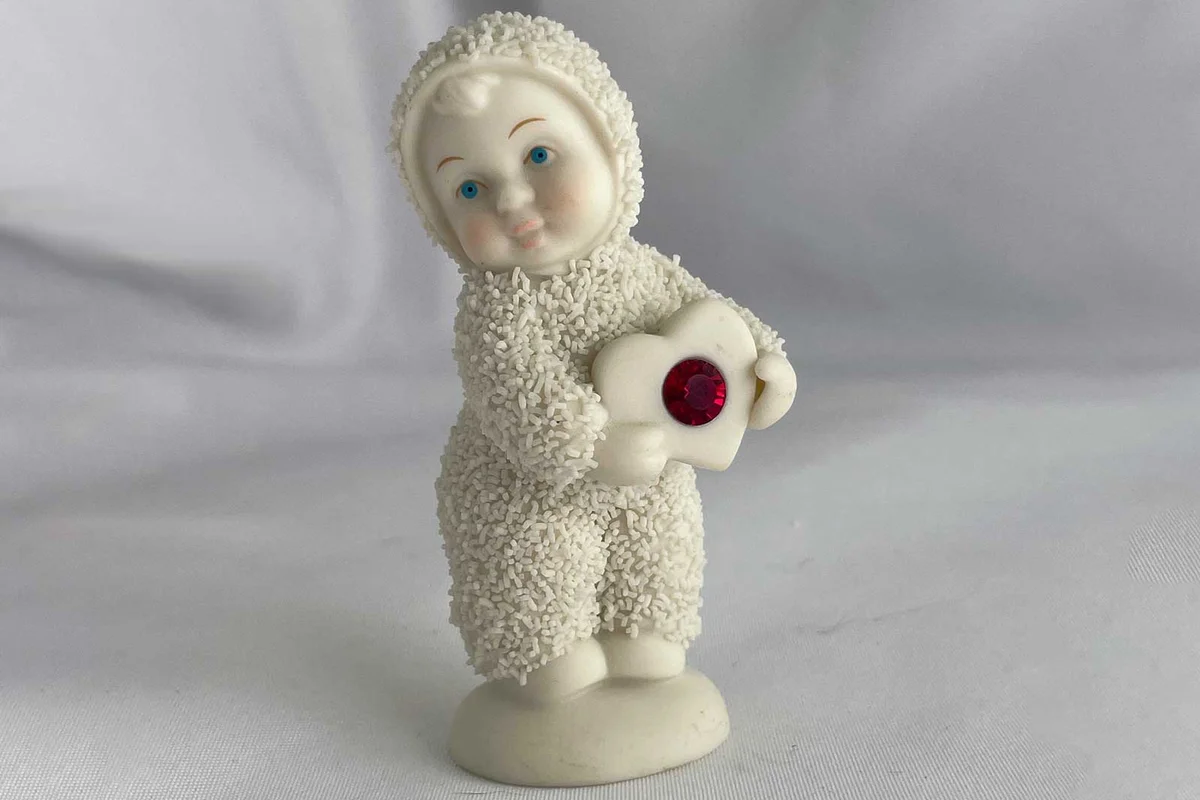 Department 56 Snowbabies Heart with Red Jewel