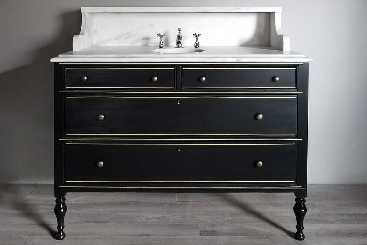 black dresser vanity