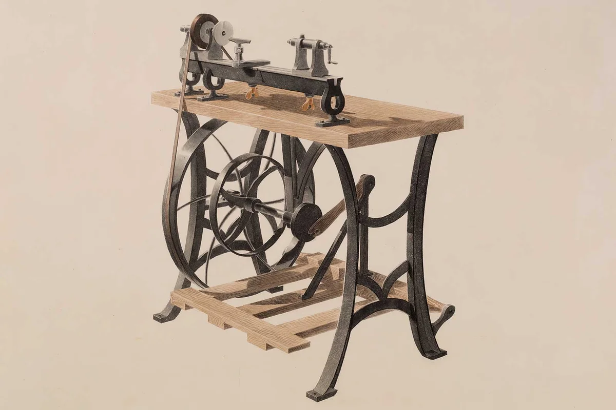 antique wood lathe with treadle