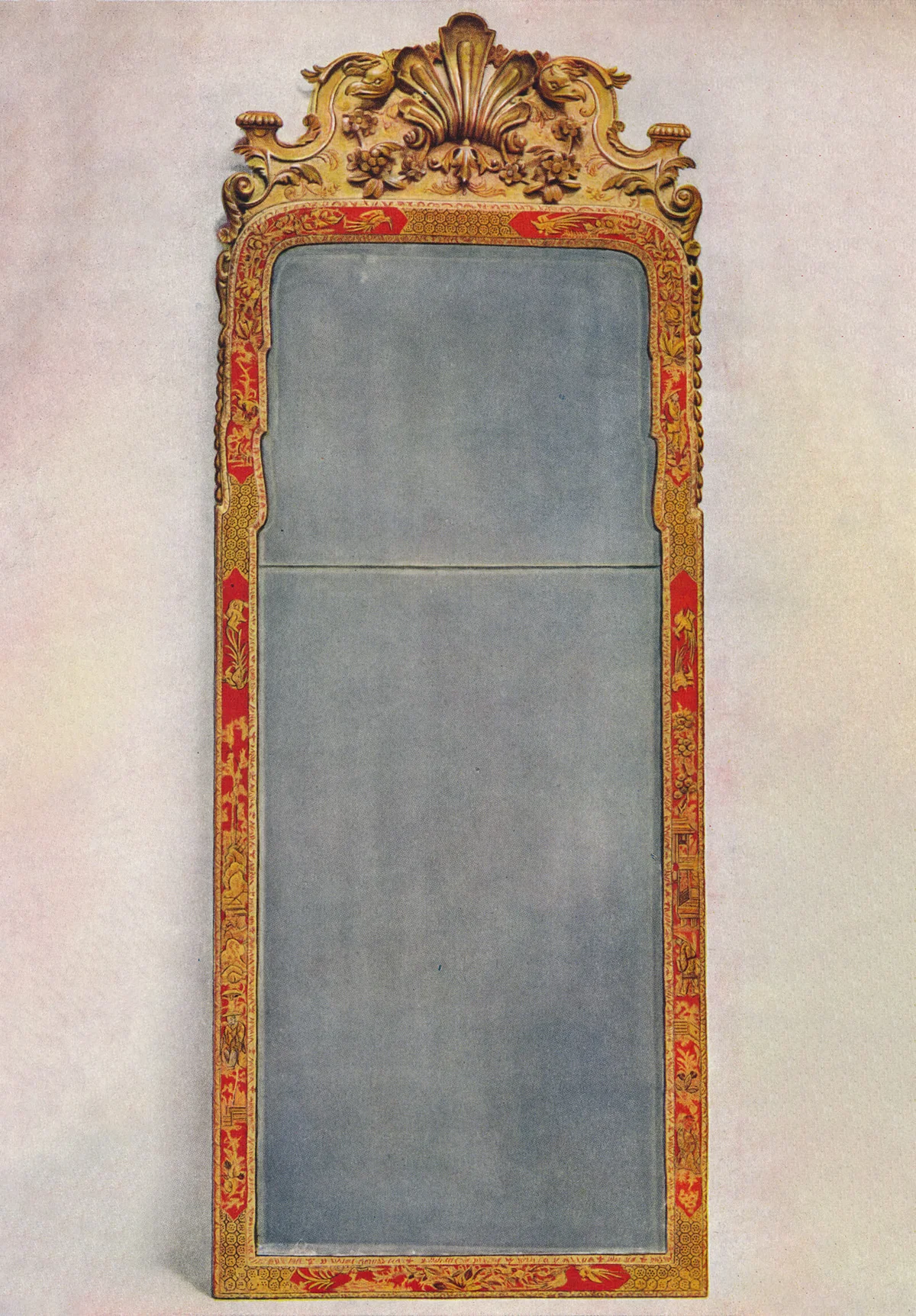 A Very Rare Pier Glass of c1720 in frame decorated with Red Lacquer, c1720 | Getty Editorial Use