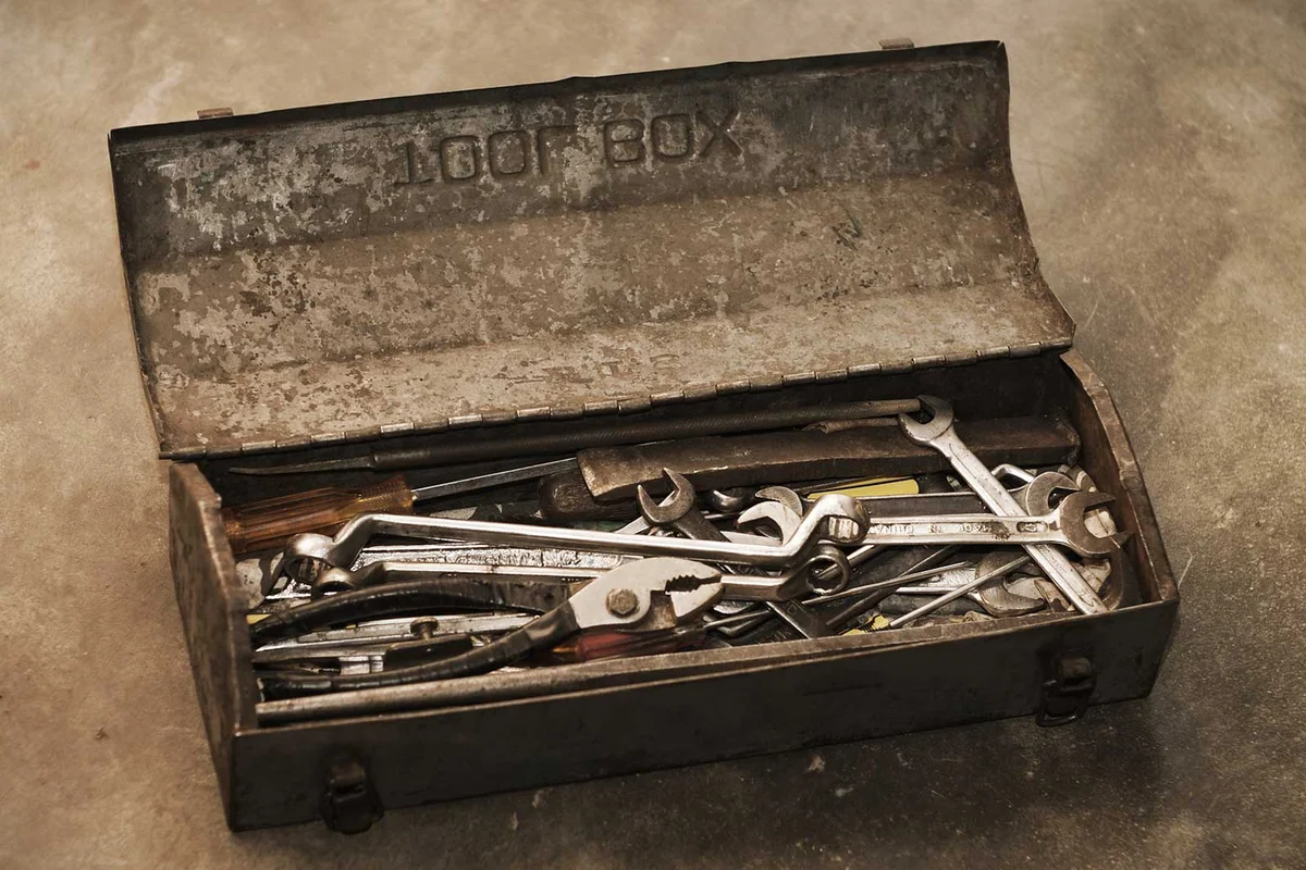vintage metal toolbox