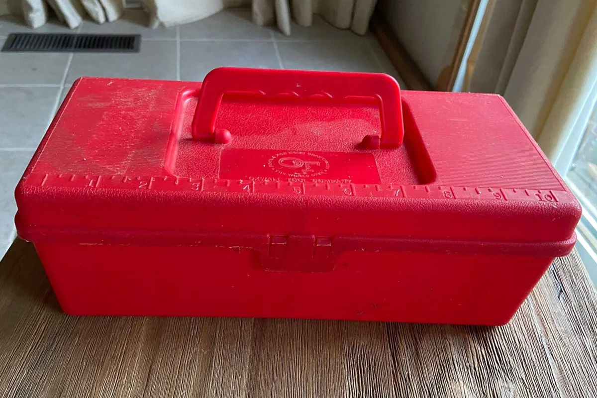 Vintage Oxwall red plastic tool box