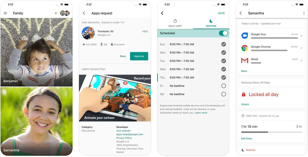 Screenshot of Google Family Link App for iPhone
