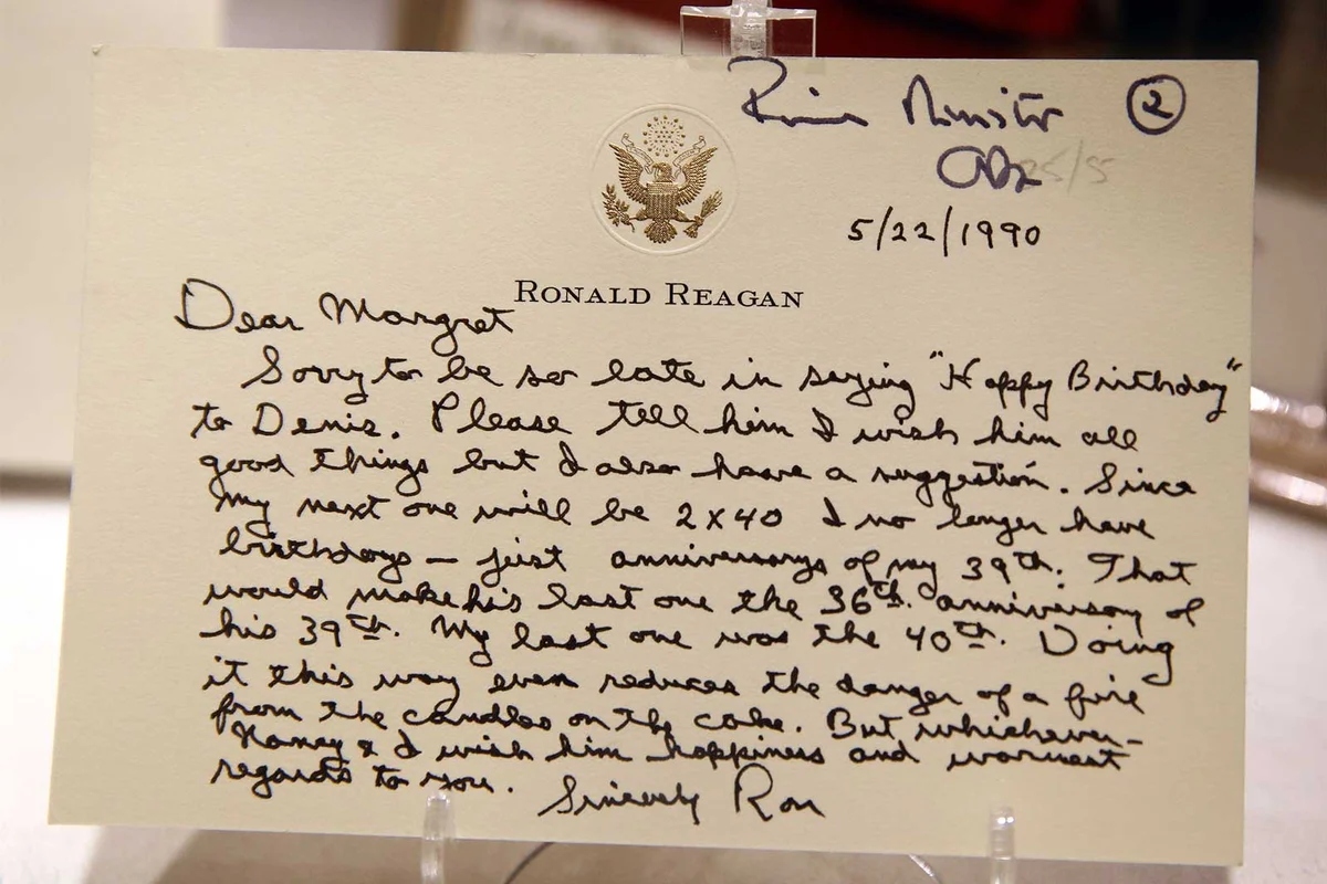 autograph note from Ronald Reagan