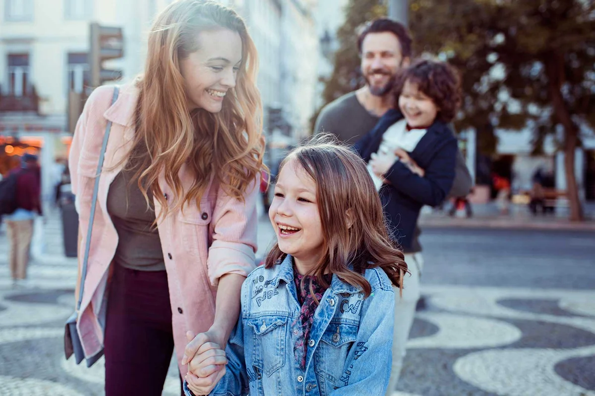 family of four practicing lighthouse parenting