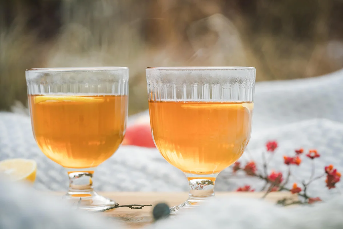 Fruit tea with lemon slices