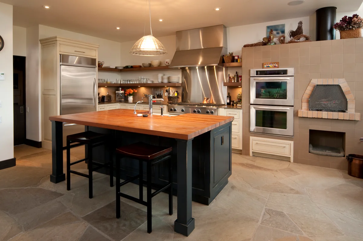 natural stone floor in kitchen