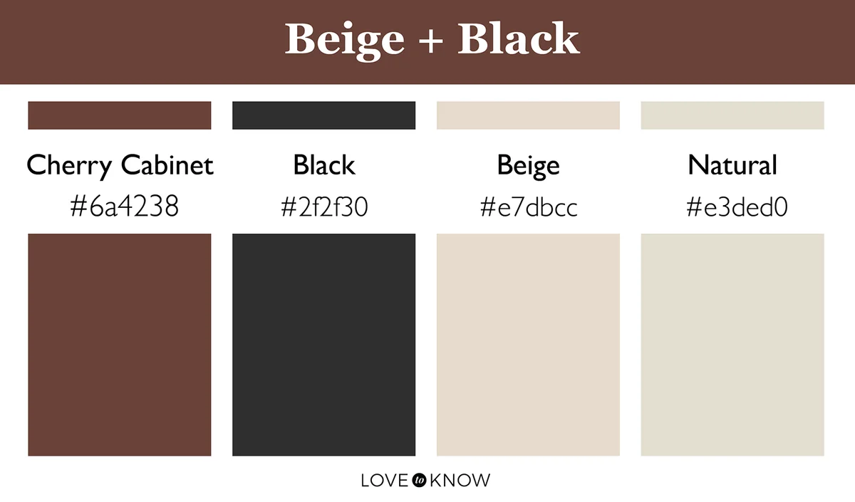 Cherry cabinet, beige and black color palette