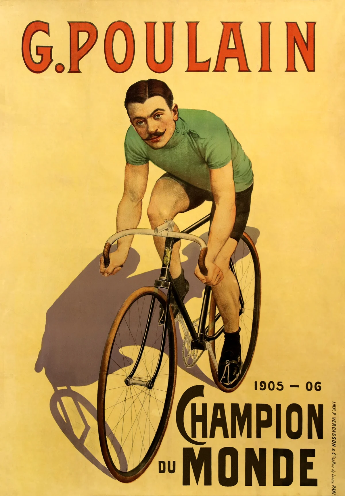 G. Poulain 1905 – 06 Champion du Monde. Artist: A. Gallice. Dated: 1906. (Photo by Pierce Archive LLC/Buyenlarge via Getty Images) - Getty Editorial Use