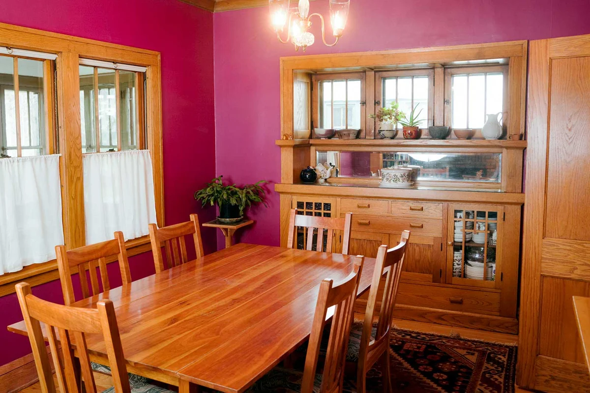 Mission Style build in china cabinet dining room