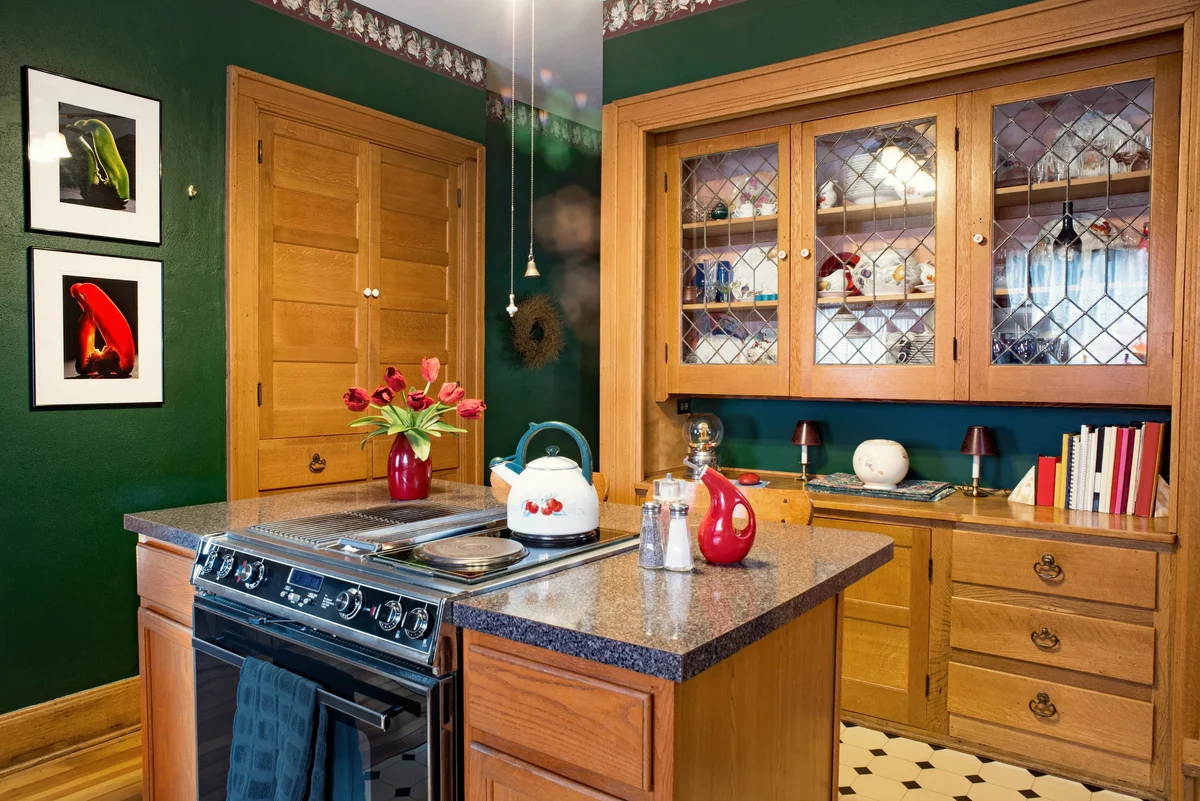 100 year old home with built in antique china cabinet