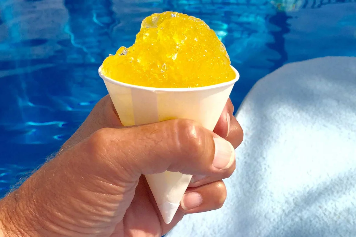 Yellow Bird alcoholic snow cone